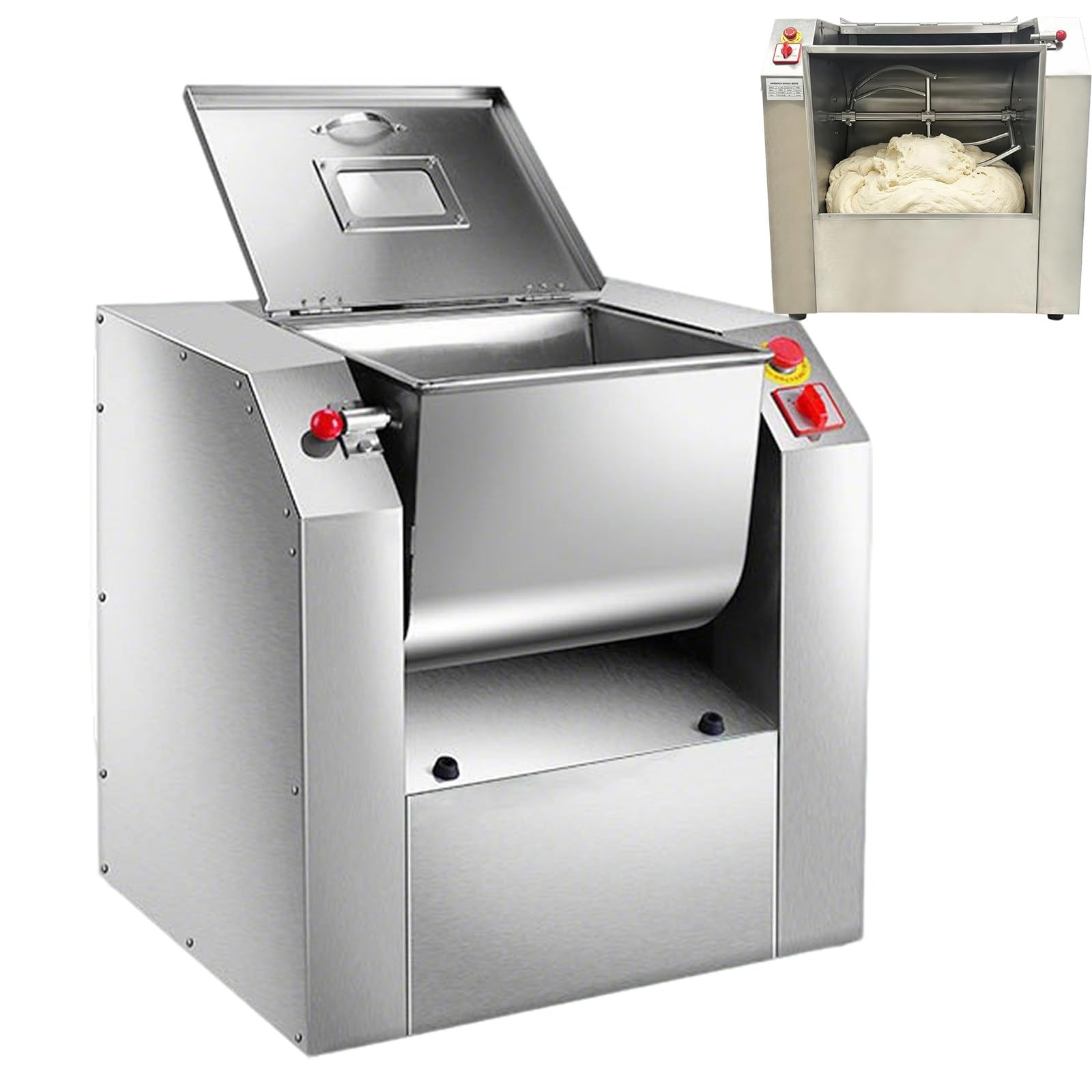 FRANREADER Stand Mixers for Baking – 25kg Commercial Food Mixer – 90° Tilt Bowl, No Dead Corners – Safety Lid Stop Switch – For Bread, Meat Fillings, Dumplings, Noodles 7.5kg