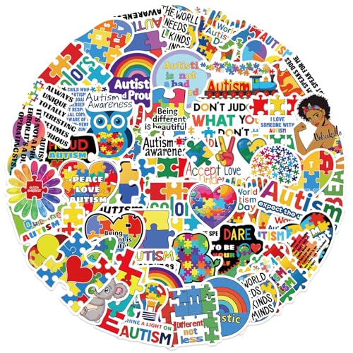 Autism Stickers for Teens Adults 50Pcs Autism Awareness Stickers Waterproof Vinyl Decals for Laptops Water Bottle Cup Phone Scrapbook