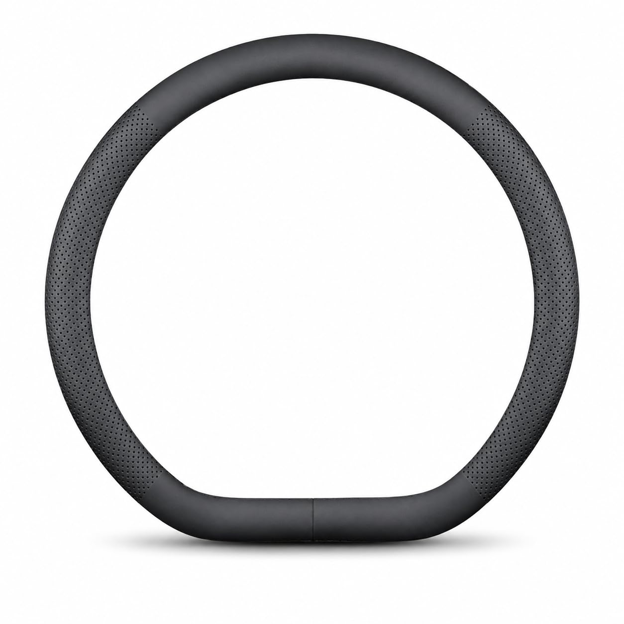 Auto-Lenkradbezug, perforiertes Leder, flache Unterseite, universal, 37–38 cm, passend für Volkswagen für VW Golf GTI/R Tiguan Polo ID.3 & ID.4 Touareg Arteon (passend für VW, D-Form)