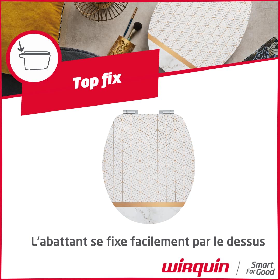 Wirquin 20723081 Deska sedesowa z hamulcem spadającym Diplomat 100% FSC, top fix, zdejmowana, marmurowa