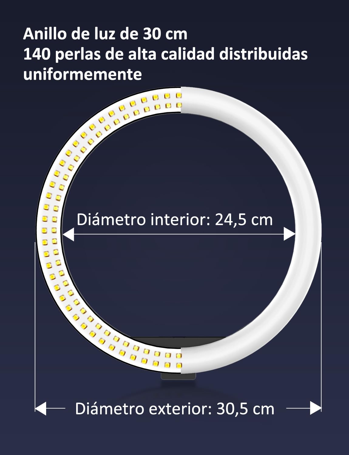YOHOOLYO Aro de Luz con Tripode 12" Ring Light con Control Remoto 3 Modos 10 Brillos Regulables Anillo de Luz para TikTok, Maquillaje, Video Selfie, Youtube e Live Stream