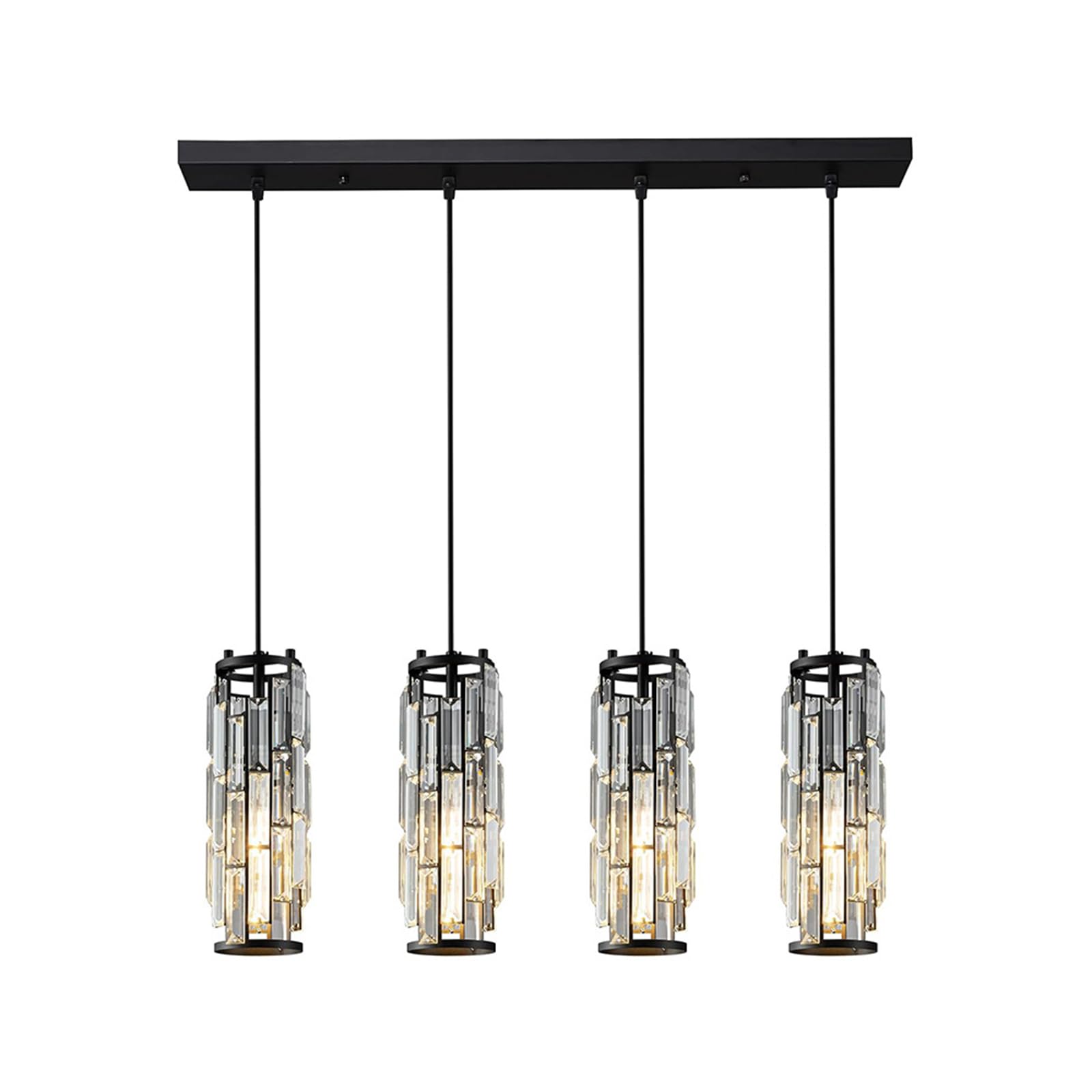 LYMSXAZOU Modern nt Lamp Adjustable Height Cord E27 Bulb Catible Openwork s eCeiling Light Fixture for Bedroom Dining Room Stairwell Foyer4 Lights Black