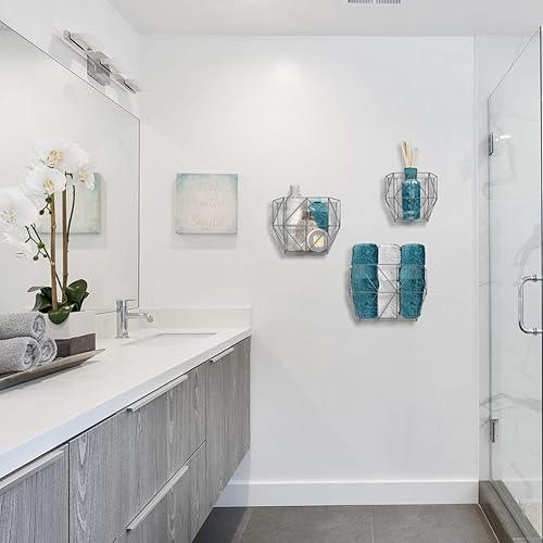 Miniatura 5 de Blue Donuts Juego de 3 cestas de frutas para colgar en la pared, juego de 3 cestas de alambre para almacenamiento, organizador de pared, cesta