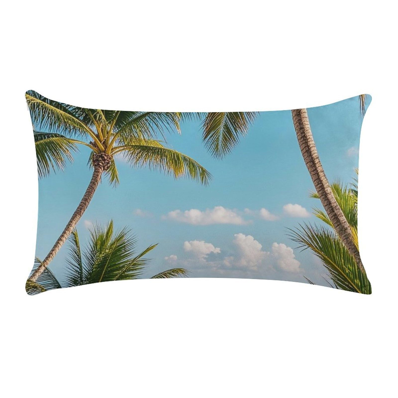 Tropical Palm Trees Pillow Cases for Sofa, Super Soft Plush Pillow Cover with Zipper, Luxury Cozy Pillow Shams for All Seasons, Lightweight Pillowcases for Bedroom, 12" X 20"