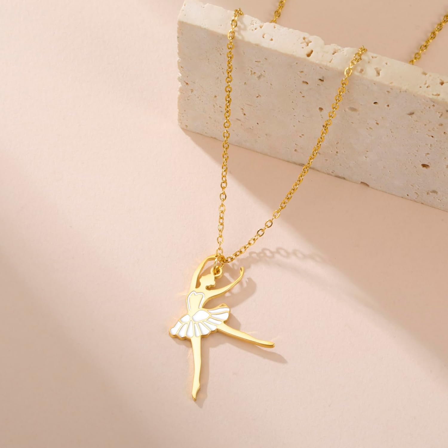 Amaxer Adjustable Ballet Necklace with Cutting & Oil Drop Design Elegant Dance Jewelry for Ballerinas & Dance Lovers - Image 3