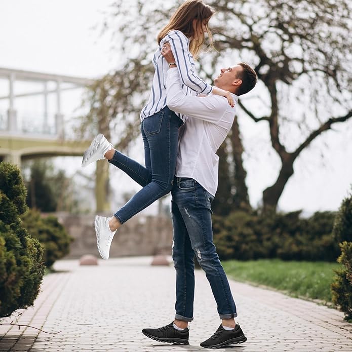 WCIDFY Running Workout Shoes Unisex Breathable Tennis Walking Shoes Slip on Gym Sneakers Daily Footwear Traveling Black 12 Women/11 Men2