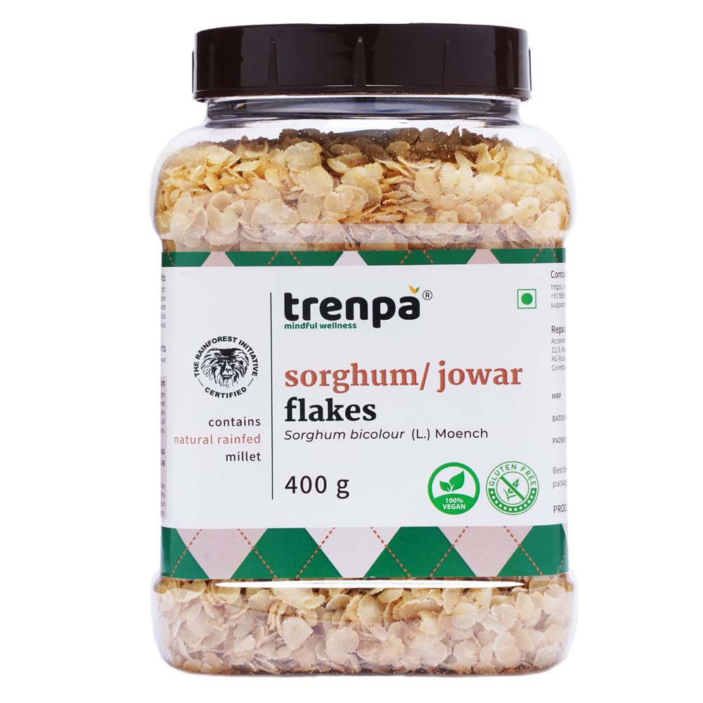 TRENPA Sorghum/Jowar Poha Flakes (Cholam/Jola), 400g | Healthy Breakfast Millet Flakes | Diabetic - Friendly | Low Cholesterol, Gluten-Free, High-Fibre Food (B0BNC4VHHK) Amazon Price History, Amazon Price Tracker