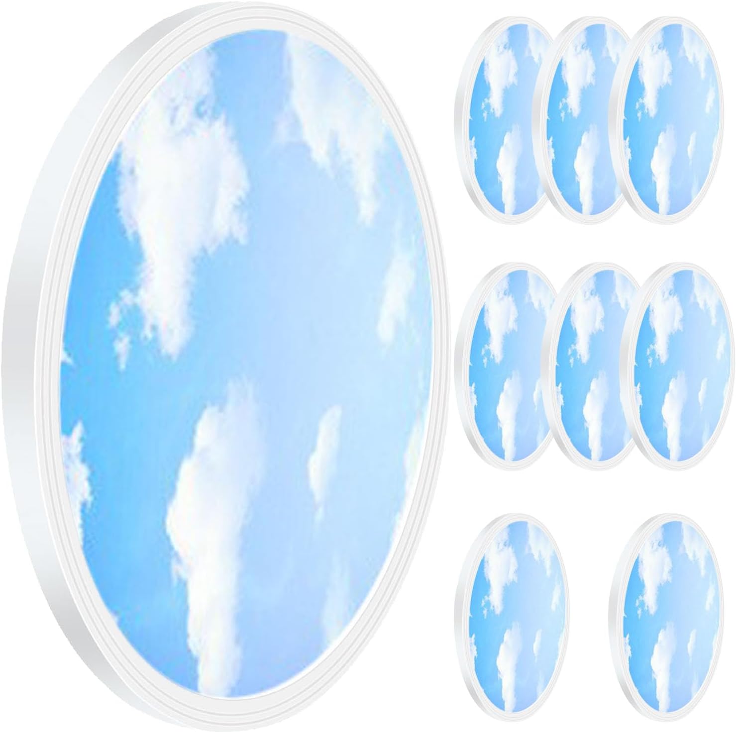 8Pack 12inch 28W LED Flush Mount Ceiling Light,Blue sky & clouds Color White 6000K,White Shell 120V Slim Surface Mount Ceiling Light Lighting Fixture for Kitchen Bedroom Living Room White-8 Pack-Blue sky & clouds