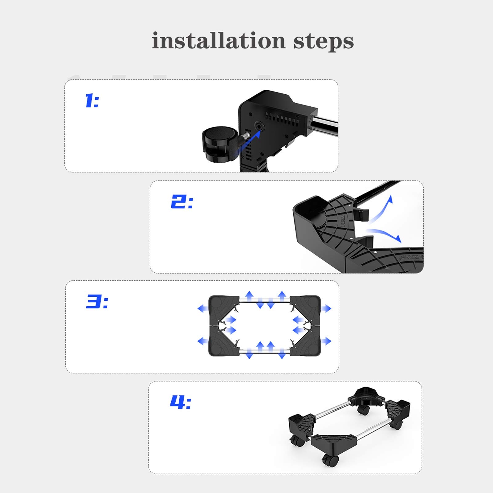 Liudan Supporto per CPU Supporto per la CPU Portautensile Regolabile Desktop Desktop Case Stand Mobile CPU Supporto per PC PC con Larghezza Regolabile e 4 Ruote a Castello, Nero Supporto per PC