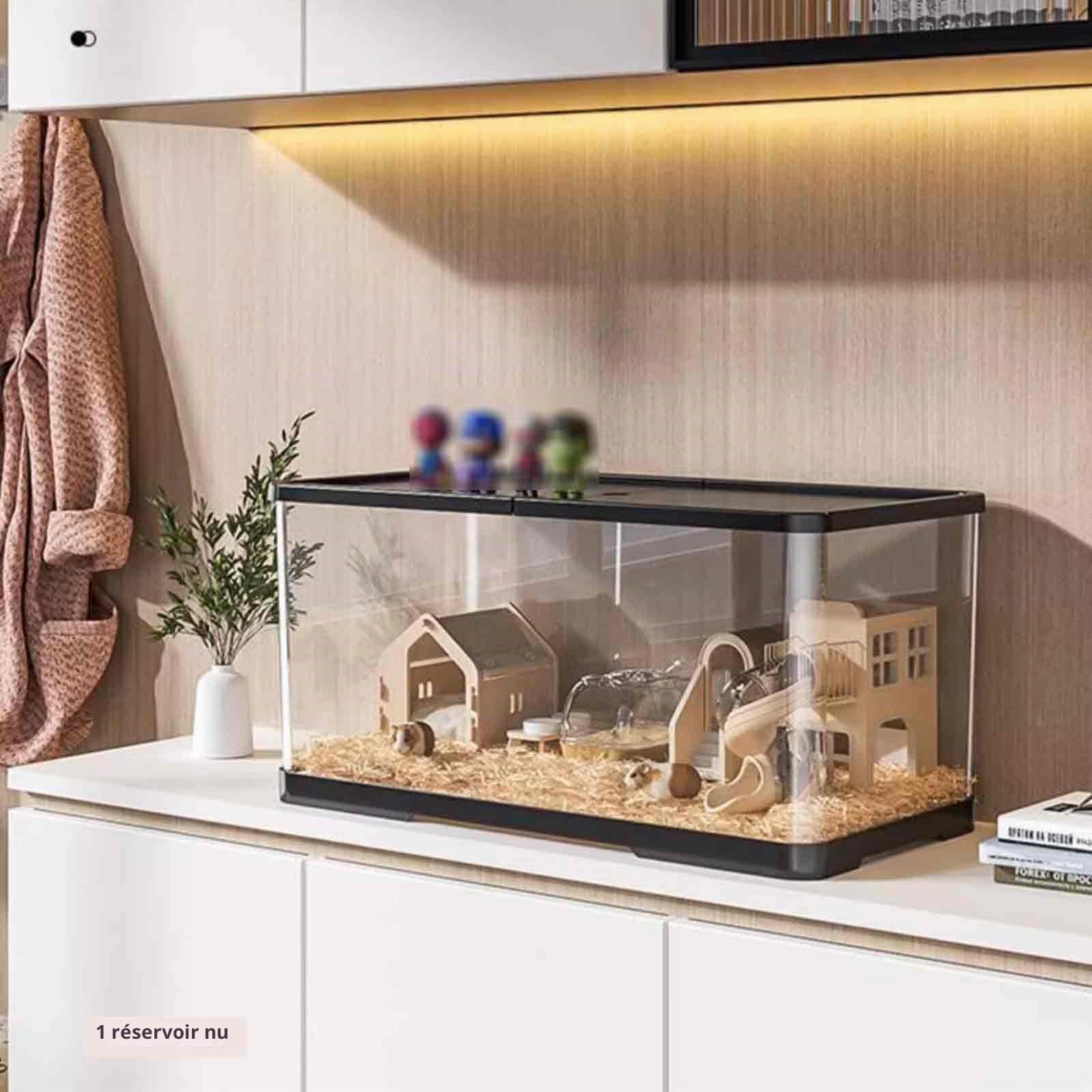 Cage Hamster Russe Plastique, Maison pour Hamster Confortable, Cage pour Hamster Panoramique à 360°, Matériau As, Conception D'aération, Cadre Intégré