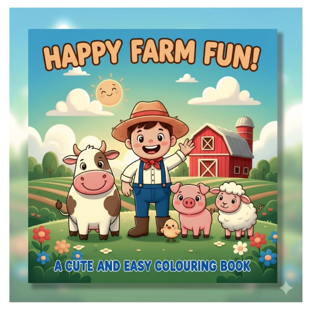 Happy farm fun!: A cute and easy colouring book