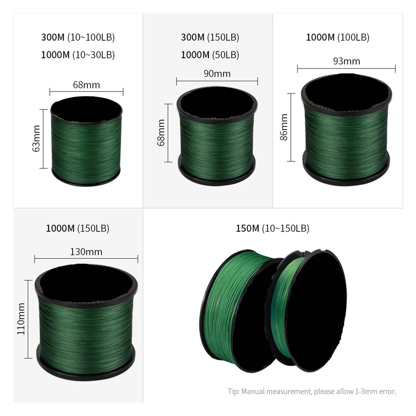 Lenza da pesca intrecciata in PE, 8 fili 10LB‑150LB 150‑1000M | Filo da pesca in PE multifilamento con lunghezze multiple