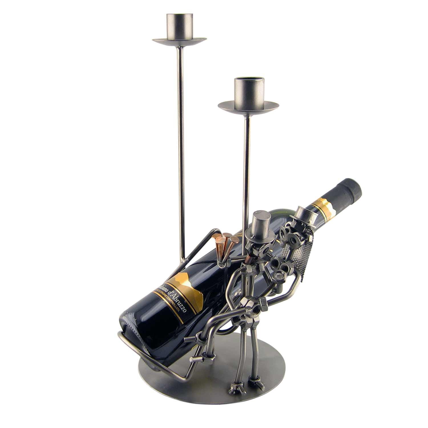 Steelman24 Stojak na wino I Schraubenmännchen para młoda I Made in Germany I ręczne wykonanie I pomysł na prezent I figurka stalowa I metalowa figurka I metalowy ludzik