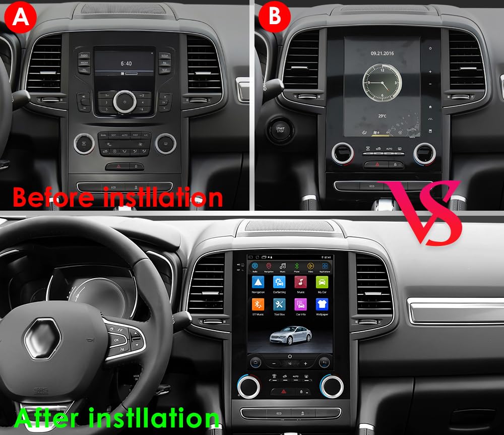 Ossuret Autoradio pour Renault Megane 4/ Koleos/Samsung SM6 / Talisman (2017-2019), 9.7 Pouces Android 14 écran Tactile 2+32 Go Navigation GPS avec Carplay Android Auto Bluetooth USB TPMS OBD2 Dab+