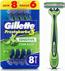Aparelho de Barbear Descartável Gillette Prestobarba3 Sensitive Leve 8 Pague 6