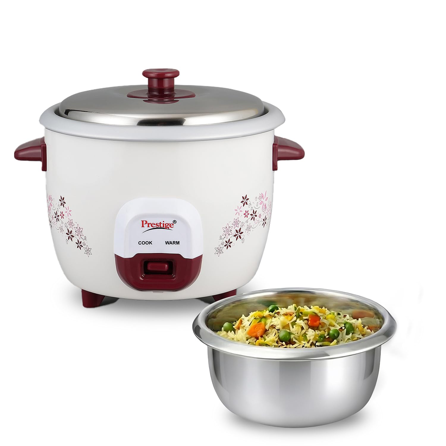 Prestige Prwo 1.8 L Electric Rice Cooker With Dual Control Panel Detachable Power Cord Durable Body Cool Touch Handles Red 1 Year Warranty On Product & 5 Years Warranty On Heating Plate, 1.8 liters-image-48