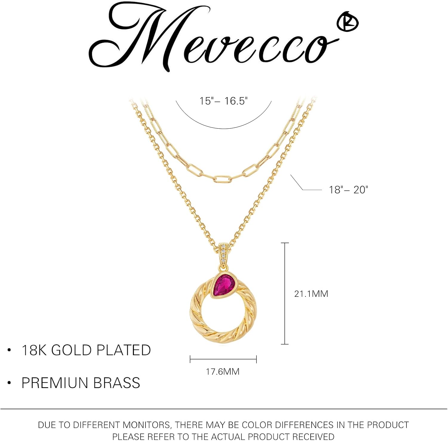 MEVECCO Layered Circle Necklace Stack Handmade 18k Gold Plated Dainty Gold Layering Charm Choker Pendant Necklace Set for Women Personalized Jewelry Gift - Image 5