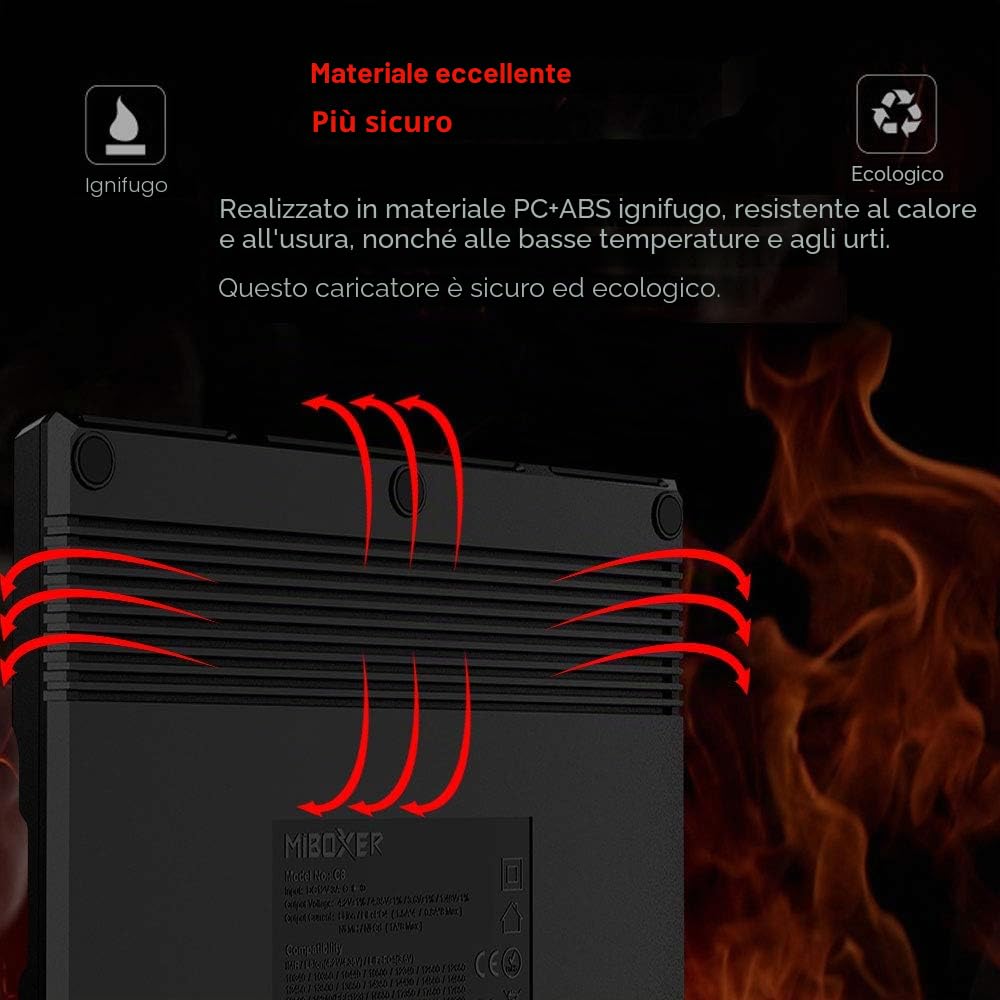 Caricabatteria 18650, Caricabatterie MiBOXER 8 Baie con Display LCD Automatico, Ricarica Rapida LiFePO4 Ni-MH Ni-CD AA AAA C 21700 26650 13650 16340 18350 18700 RCR123