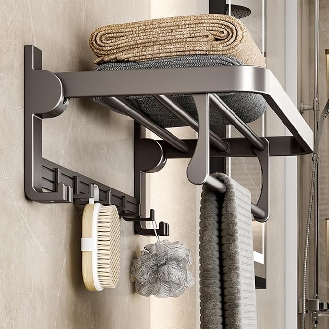 Porte-serviettes gain de place sans trou ni vis pour petits espaces humides