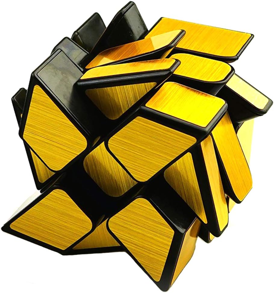 TANCH Mirror Wheel Speed Cube 3x3 Windmill Twisty Skewb Cube Puzzle Toy Gold