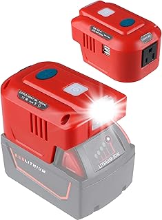 150W Power Supply Inverter for Milwaukee M18 18V Lithium Battery, TEPULAS DC 18V to AC 110-120V Modifined Sine Wave Power Inverter Phone Charger Adapter for Milwaukee with AC Outlet & LED Light