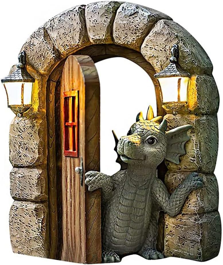 YFJSML Decoracion Jardin Exterior Figuras Jardin Adornos Exterior Escultura Decorativa de Dragón Adornos de Jardin Decoración Divertidas Ornamento Colgante