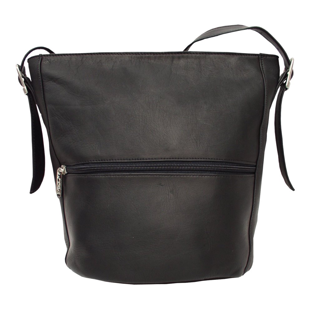 black leather bucket bag one size