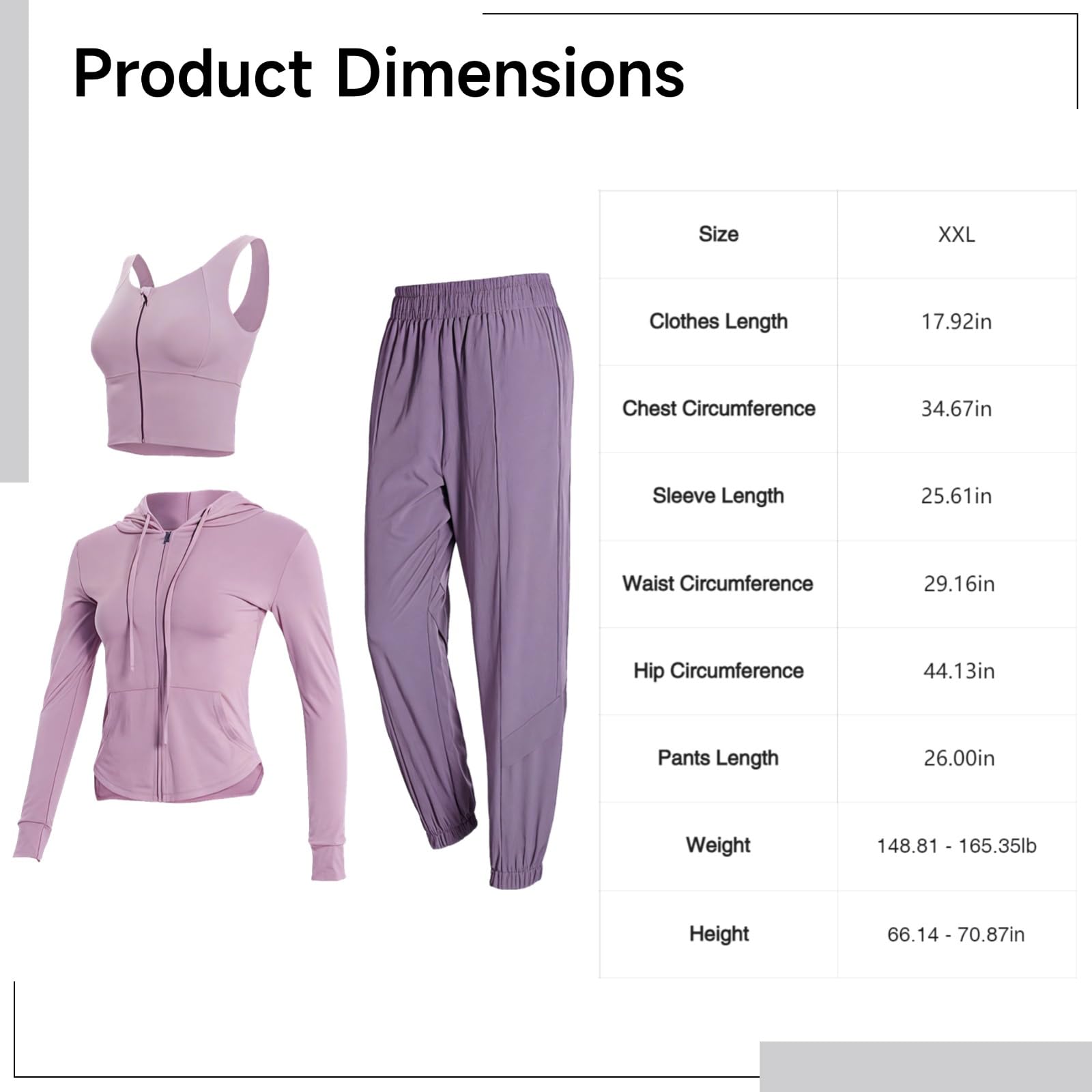 Conjunto de yoga y entrenamiento de 3 piezas para mujer, brasier deportivo, chaqueta con capucha y cremallera, pantalones deportivos, tela transpirable y de calidad para XXL
