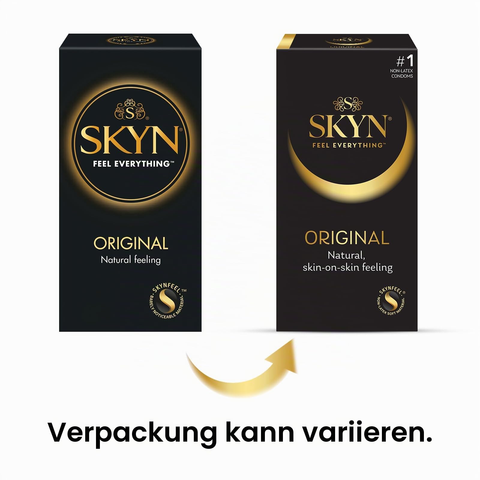 SKYN Original Kondome 40 Stück - SKYNFEEL Latexfreie für Männer, Normale Größe, Stark und Dünn, Glatte Gerade Form, Geschmiert, 53 mm Breit