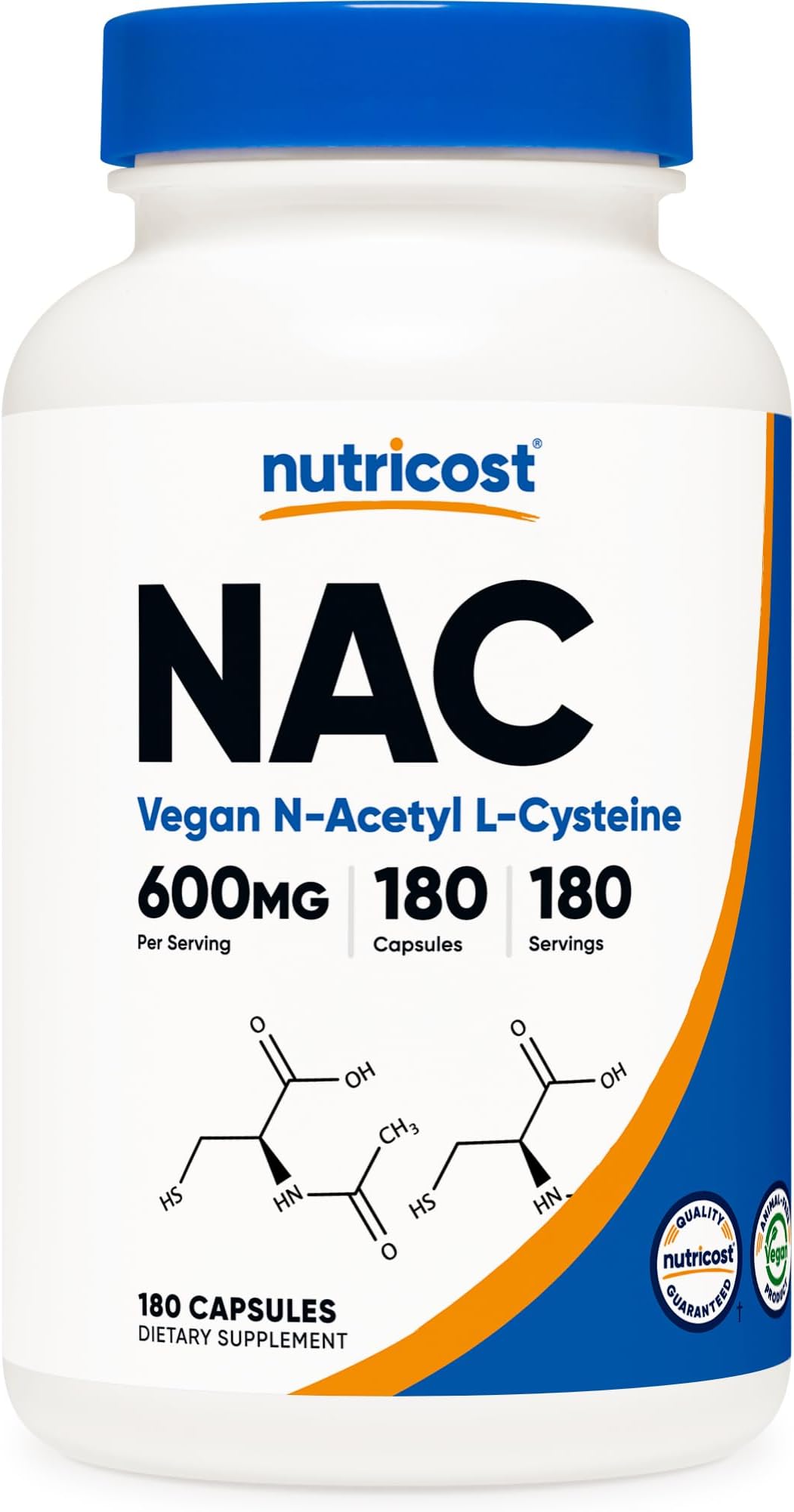 Nutricost N-Acetyl L-Cysteine (NAC) 600mg; 180 Capsules