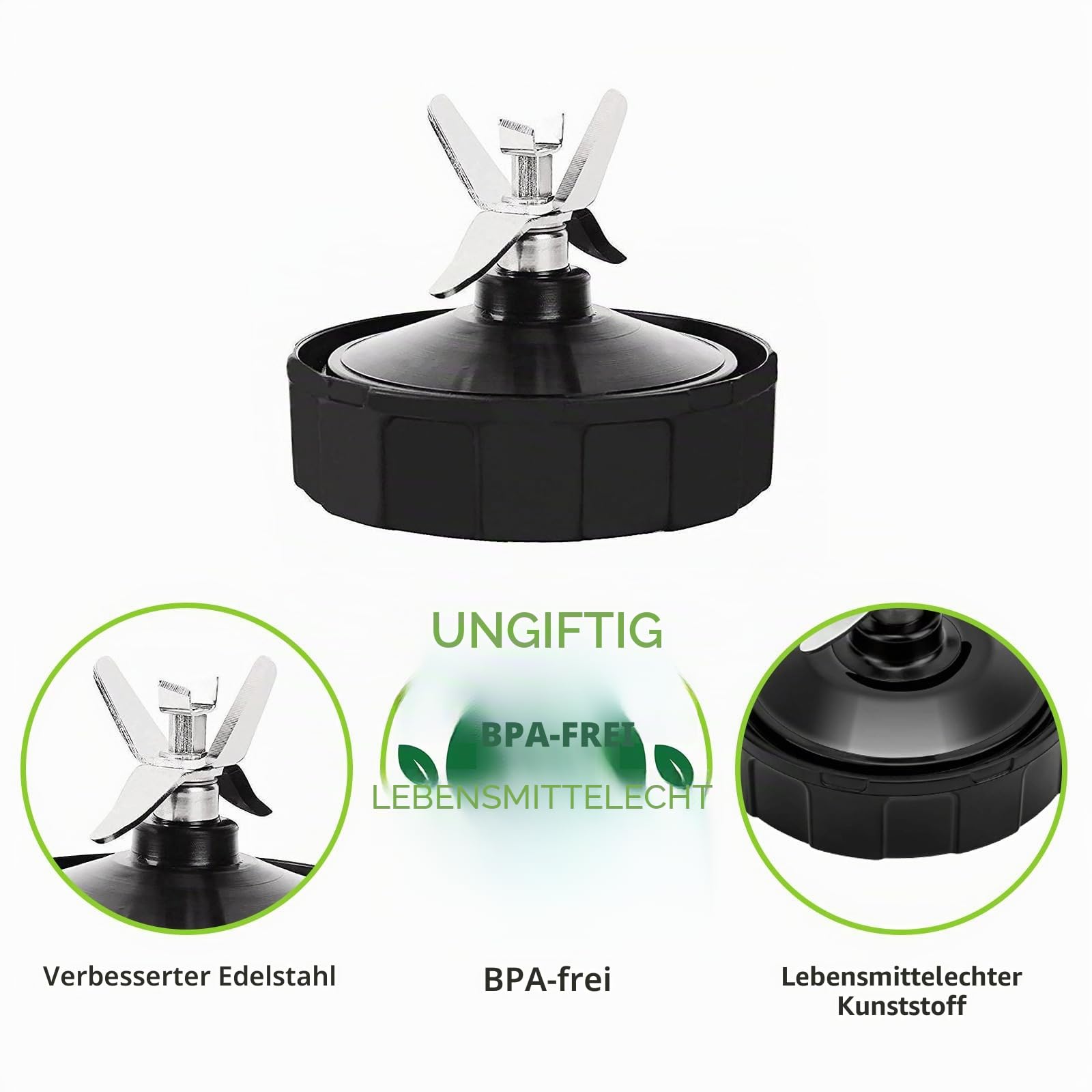 für Mixer Blade Ersatz 7 Flossen für Ninja Pro Extractor Blade Kompatibel mit Nutri Ninja Auto iQ BL480 BL481 BL482-30 BL487 BL492 mit Silikongummidichtungen Dichtring Mixer Aufsatz