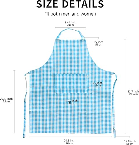 Miniatura 2 de Paquete de 2 delantales impermeables para mujeres con 2 bolsillos, para cocina, jardín, barbacoa, cerámica, babero para adultos, hombres y chefes