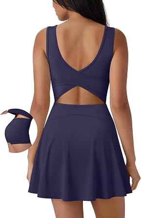 SUUKSESS Tennis Dress with Shorts Underneath Easy Peasy Athletic Dress for Women Golf Workout Active Dresses