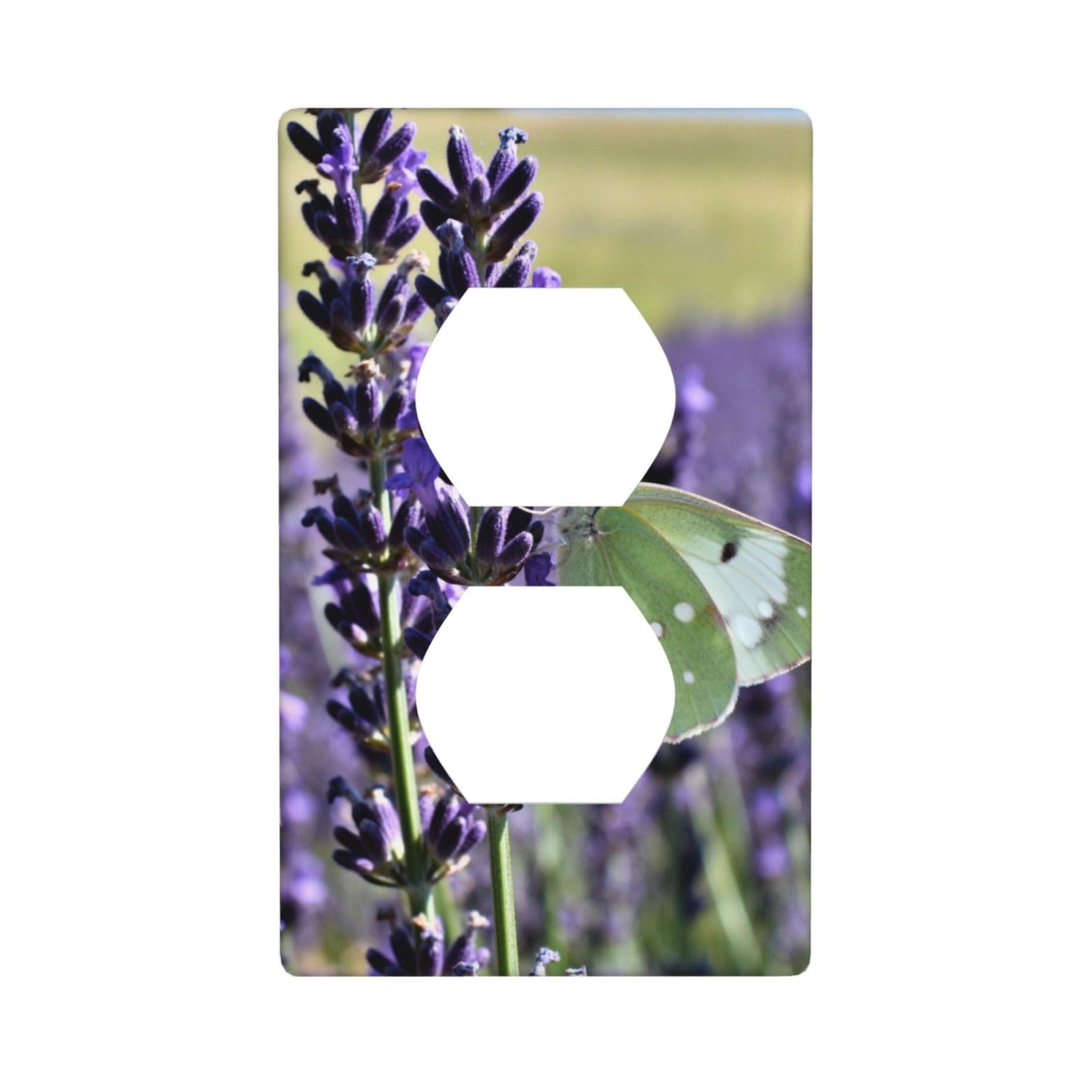 Cntdbu White Lavender Butterfly Field Unbreakable Polycarbonate Switch Plate-1 Gang Screwless Wall Plate For Home Office