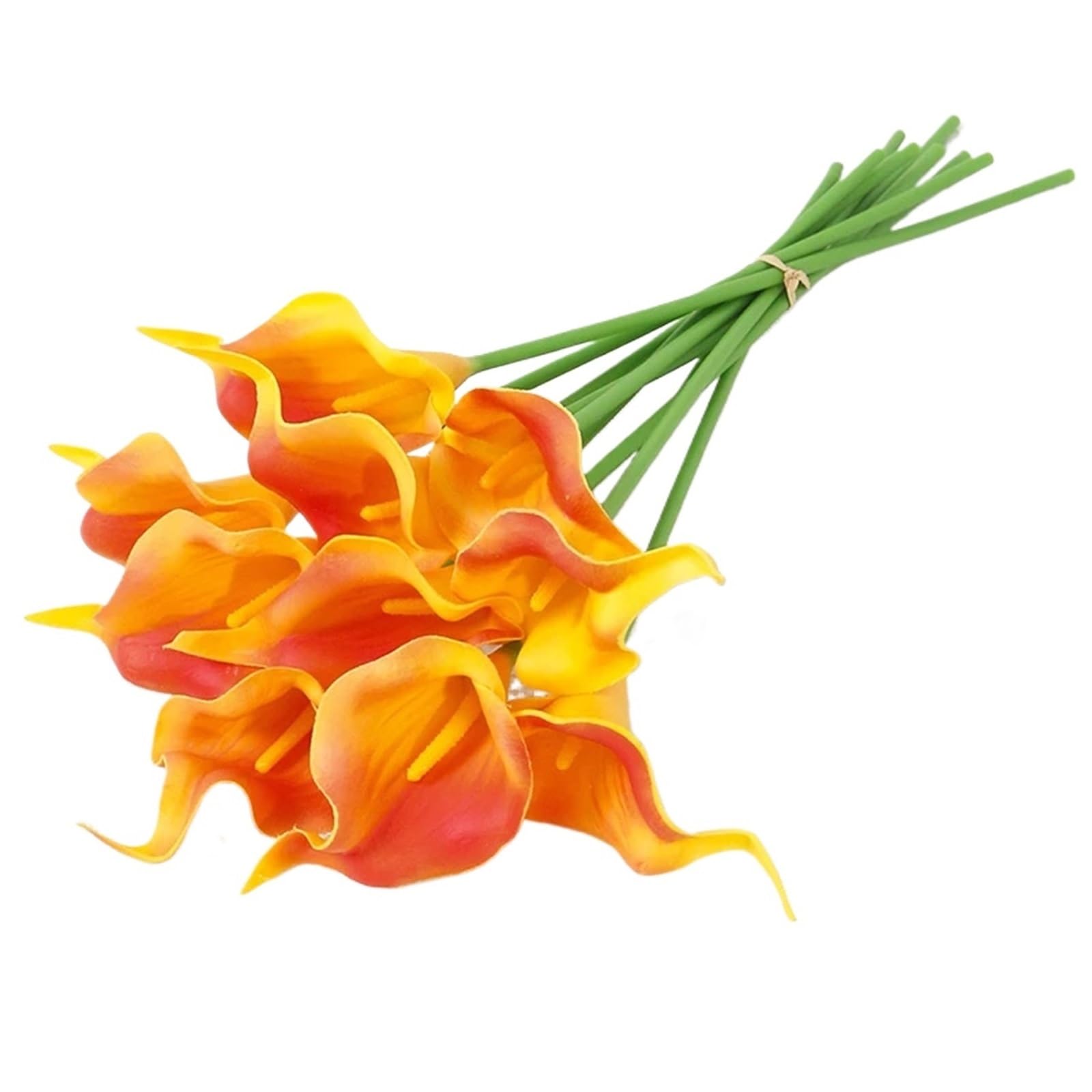 Dcrxz Artificial Flowers 10Pcs PU Artificial Calla Lily Artificial Flowers Bouquet Fake Flower Decorations for Home Room Wedding Bridal Vase Ornament(Orange)