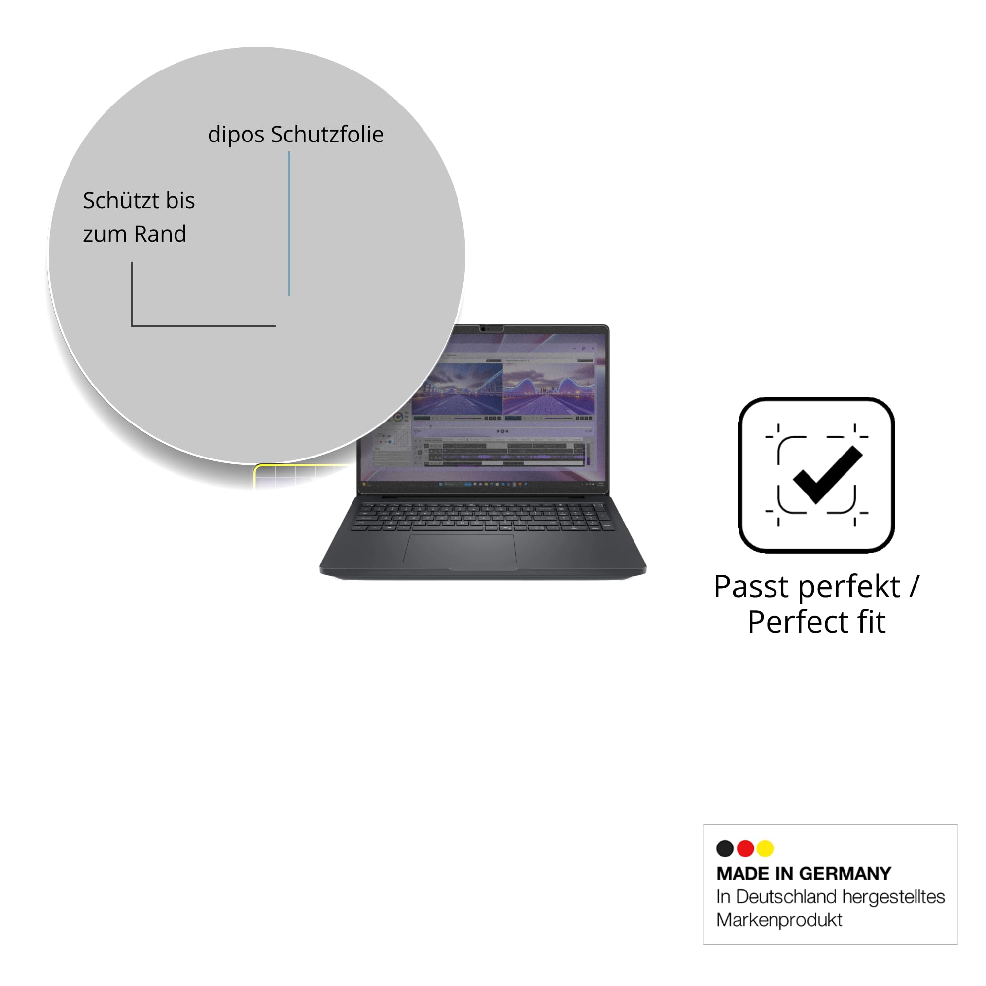 dipos Blickschutzfolie für Dell Pro Max 16 MC16250 | Displayschutz matt mit 4-Wege Sichtschutz-Effekt, Privacy Filter, passt perfekt, kratzfest, blasenfrei, selbstklebend