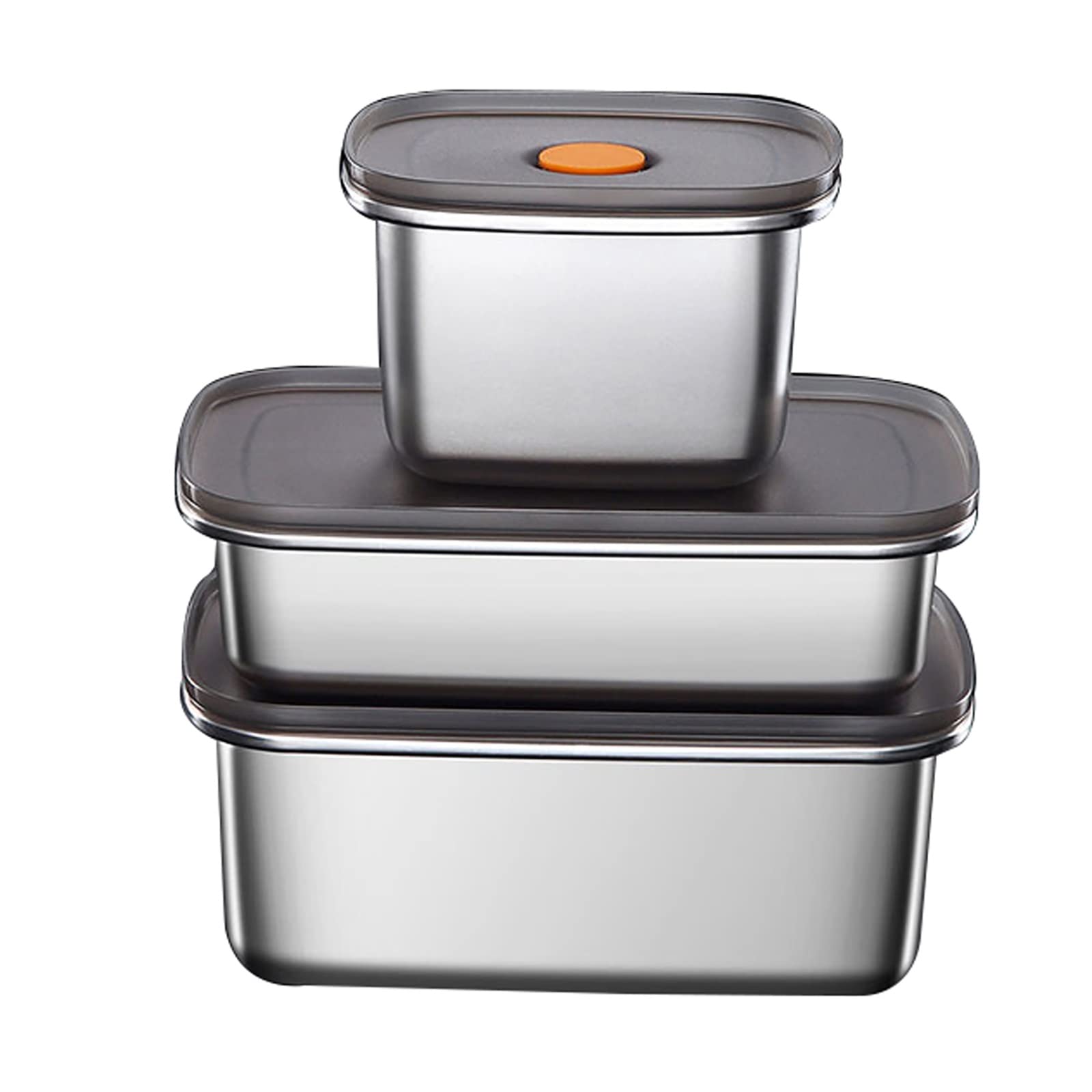 3 Piezas de Contenedor Grande de Almacenamiento de Alimentos de Acero Inoxidable 304 con Tapas Contenedores Herméticos de Metal for Alimentos Contenedores Apilables for Preparación de Comidas for Cong