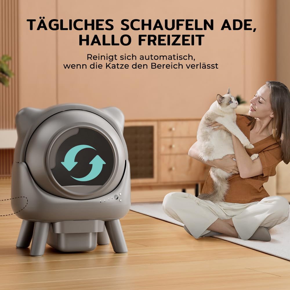Cura X1 Litiere Chat Autonettoyante, 80+8L Litière Autonettoyante, Capteurs de Sécurité, Élimination des Odeurs, Commande App, Grande Capacité, Litière Automatique pour Plusieurs Chats