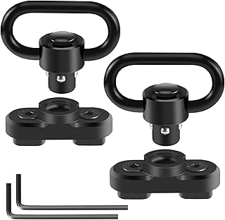Two Point and Traditional Mlock Sling Rail Mounts with 1.25 Inch QD Push Button Sling Swivel Loop for Mloc - 2 Pack - FANGOSS