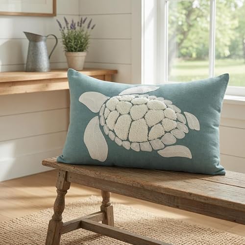 Coastal Sea Turtle Decorative Throw Pillow Cover 12" X 20"