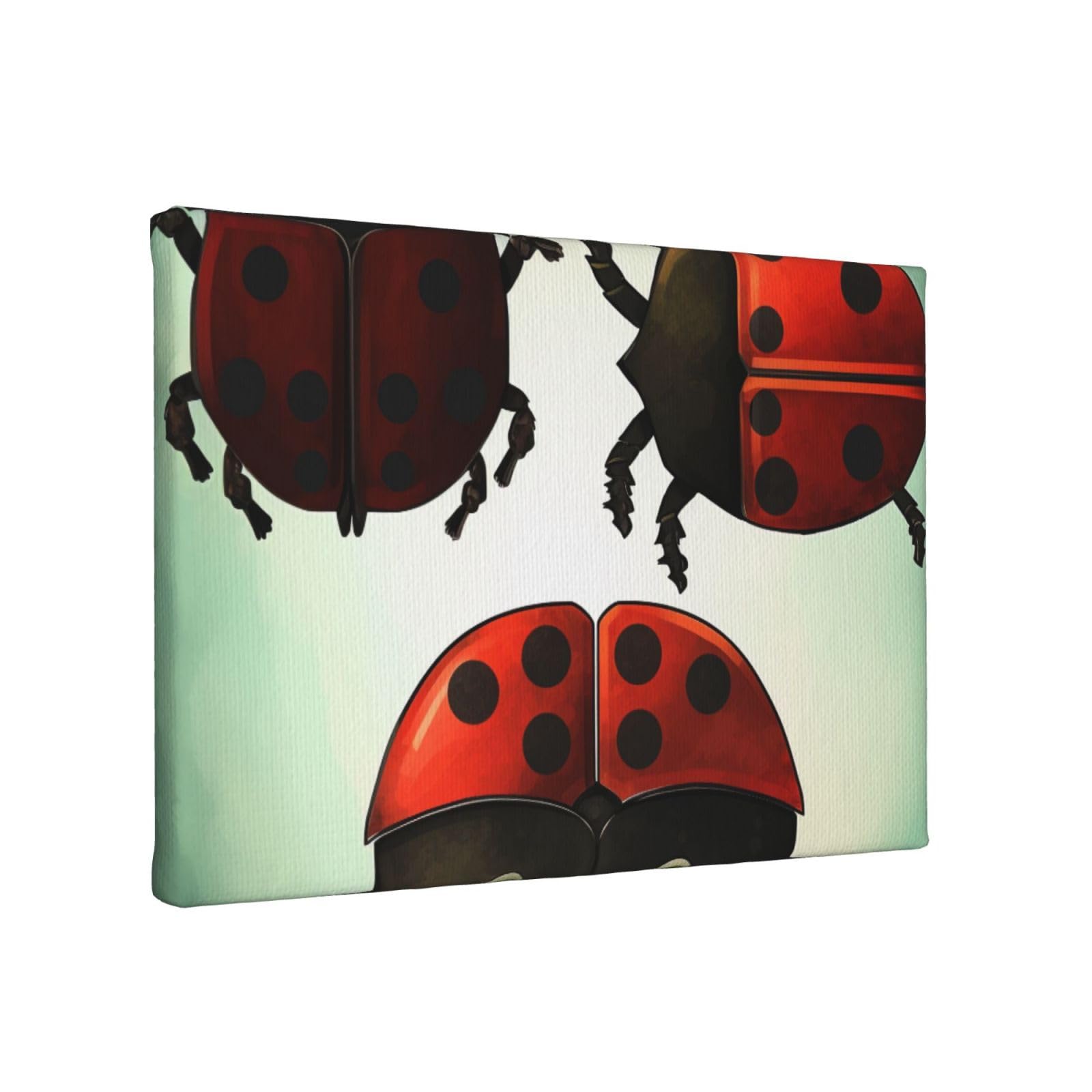 YKLJG ladybug cartoon Printed Wall Art Canvas Painting 30x20 CM Wooden Framed Picture Painting Artwork Prints for Bedroom Kitchen Home Office Decor