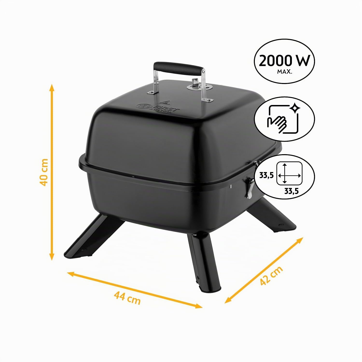 TZS 2in1 gril électrique gril sphérique - gril électrique hybride BBQ extrêmement stable & compact pour balcon - gril de table 2000 watts électrique ou au charbon de bois -montage & nettoyage faciles