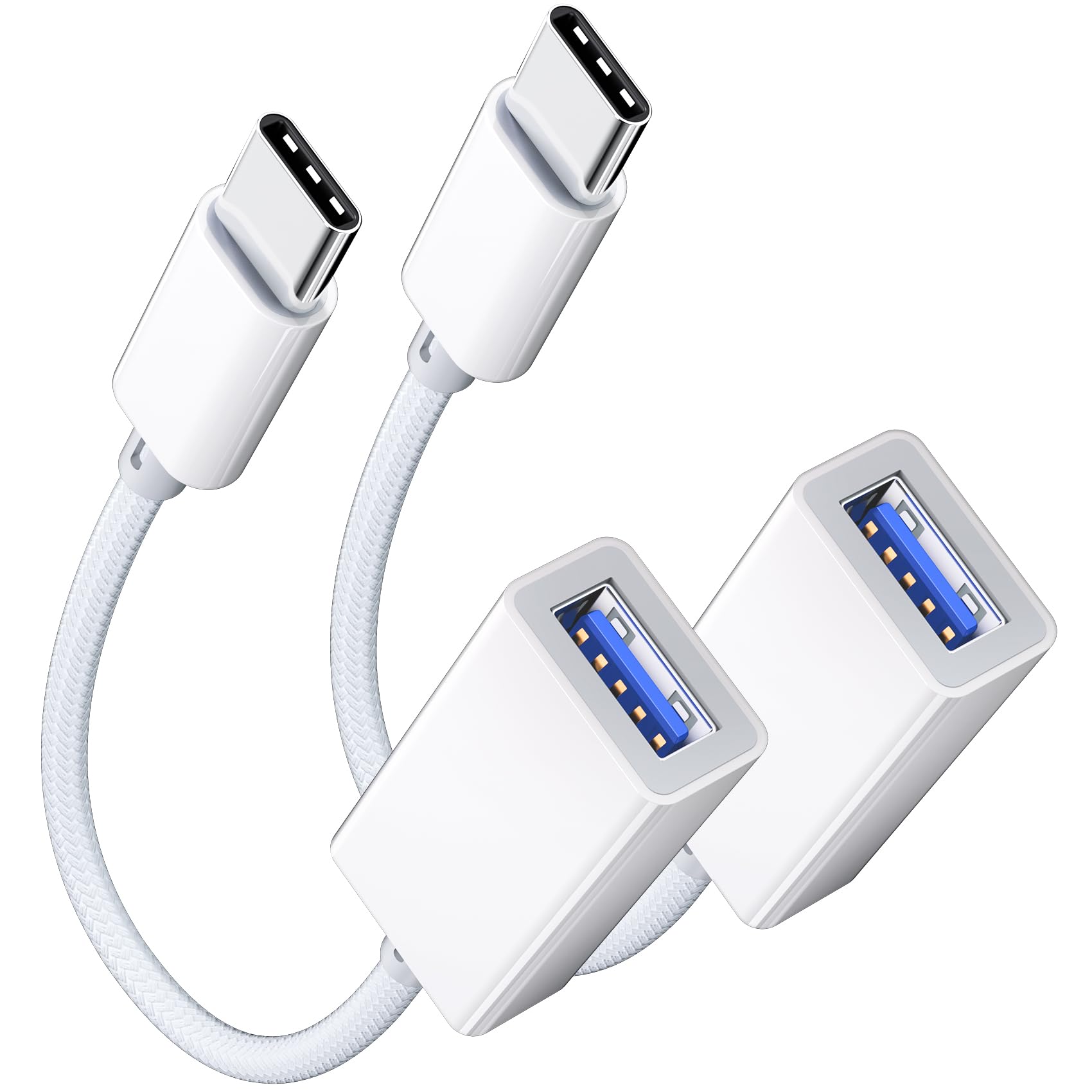 USB C to USB 3.0 Adapter [2 Pack], USB C Male to USB Female OTG Cable Thunderbolt3 to USB Adapter Compatible with MacBook Pro/Air, iPhone 17 Pro Max/17 Plus/17/16/15, Galaxy S24/S23/S22/S21