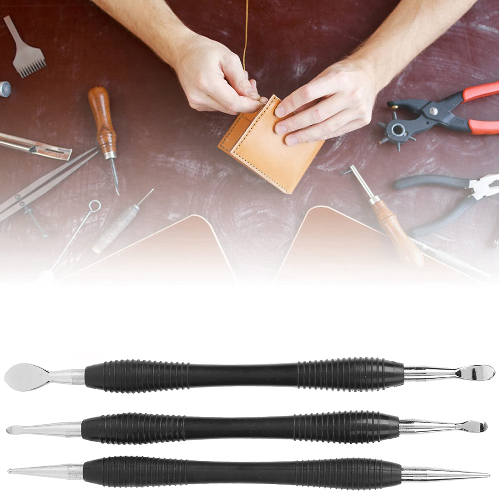 Set da intaglio in pelle Cucchiaio da modellismo artigianale in pelle Set di strumenti per stilo da intaglio Set di utensili da modellazione Cucchiaio da goffratura per artigianato in pelle Fai da te