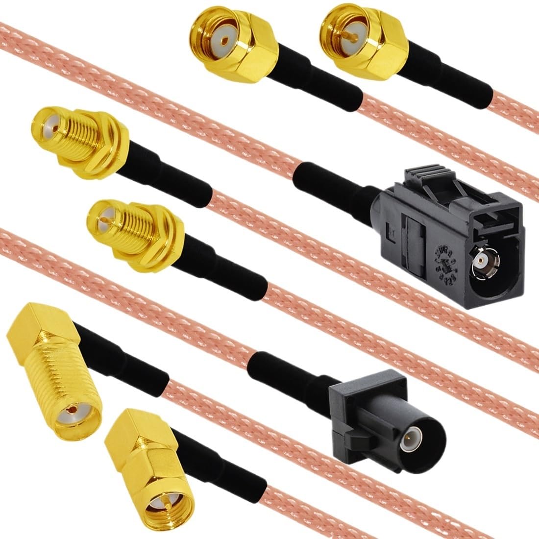LIHUA elastyczny adapter kablowy Fakra typ A męski żeński czarny do SMA Ja-CK RG316 złącze 15 cm/30 cm/50 cm/100 cm (typ 2,100 cm)