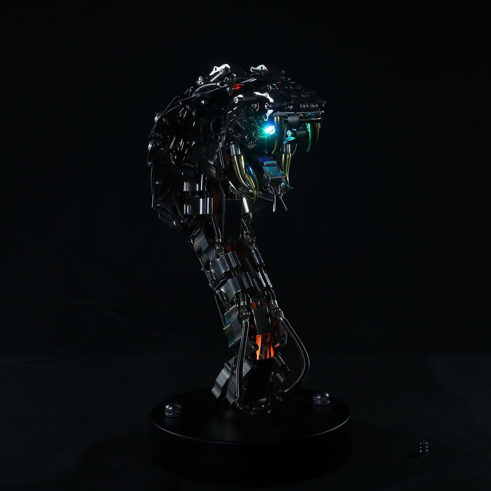 Metalowe puzzle 3D dla dorosłych, mechaniczny model montażu węża kobry, rękodzieło, łamigłówka - idealna dekoracja biurka i prezenty (410 sztuk, z podstawą)