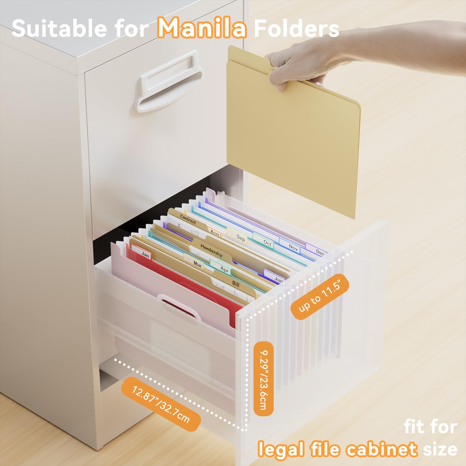 ThinkTex Organiseur de fichiers accordéon, 12 poches extensibles verticales et ouvertes sur le dessus, pour reçus papier, factures et taxes, format lettre/A4 pour l'école, le bureau, la maison avec