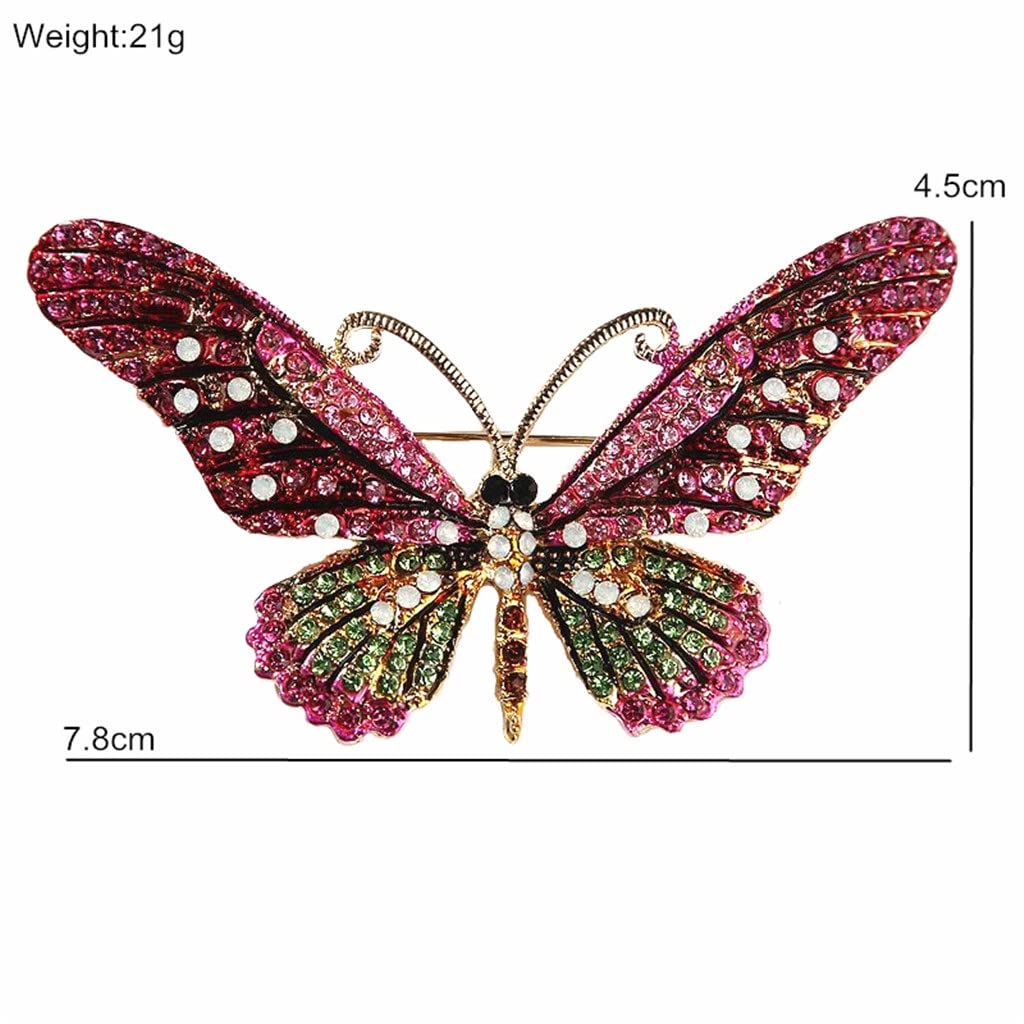 Bunte Strass-Schmetterlingsbroschen, Zinklegierung, Emaille, Tier-Schmetterlingsnadel, Damenbekleidungszubehör