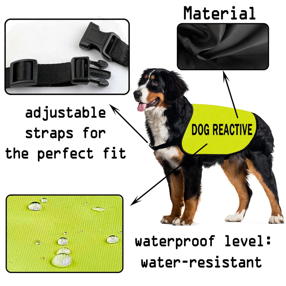 Dog Jacket Vest for Reactive Training in Progress - Service Dog Slogan Warning Vest (Large), DOG REACTIVE L EU - Image 3