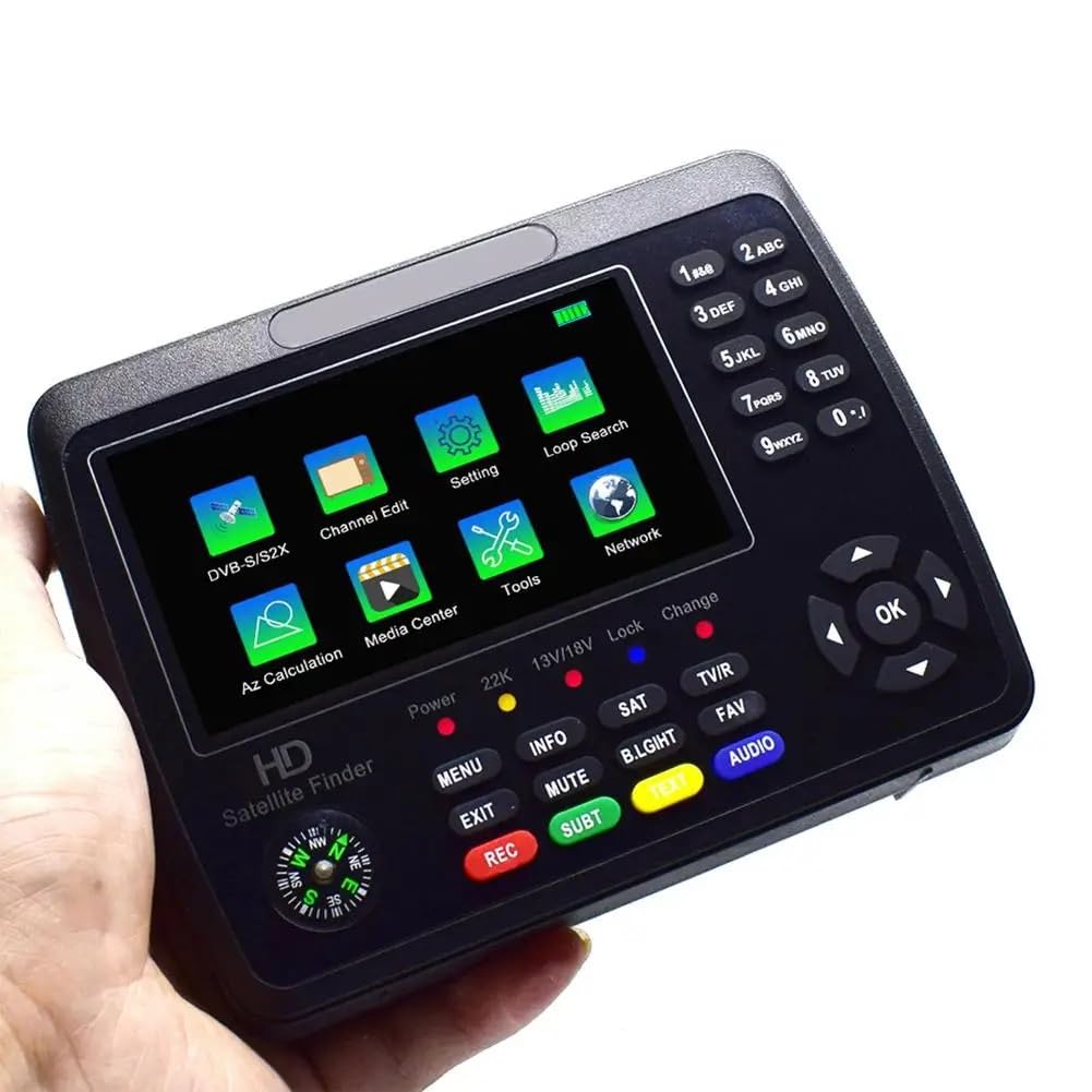 Satellite Finder, V10 Finder Max HD Satellite TV Signal Finder DVB-S/S2/S2X Signal Meter Satellite Finder H.265 10Bit Decoding 1080P HD